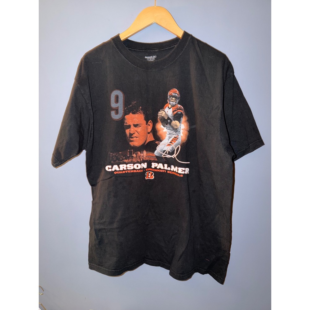 Reebok Carson Palmer Cincinnati Bengals NFL Graphic T-Shirt Black Mens Large